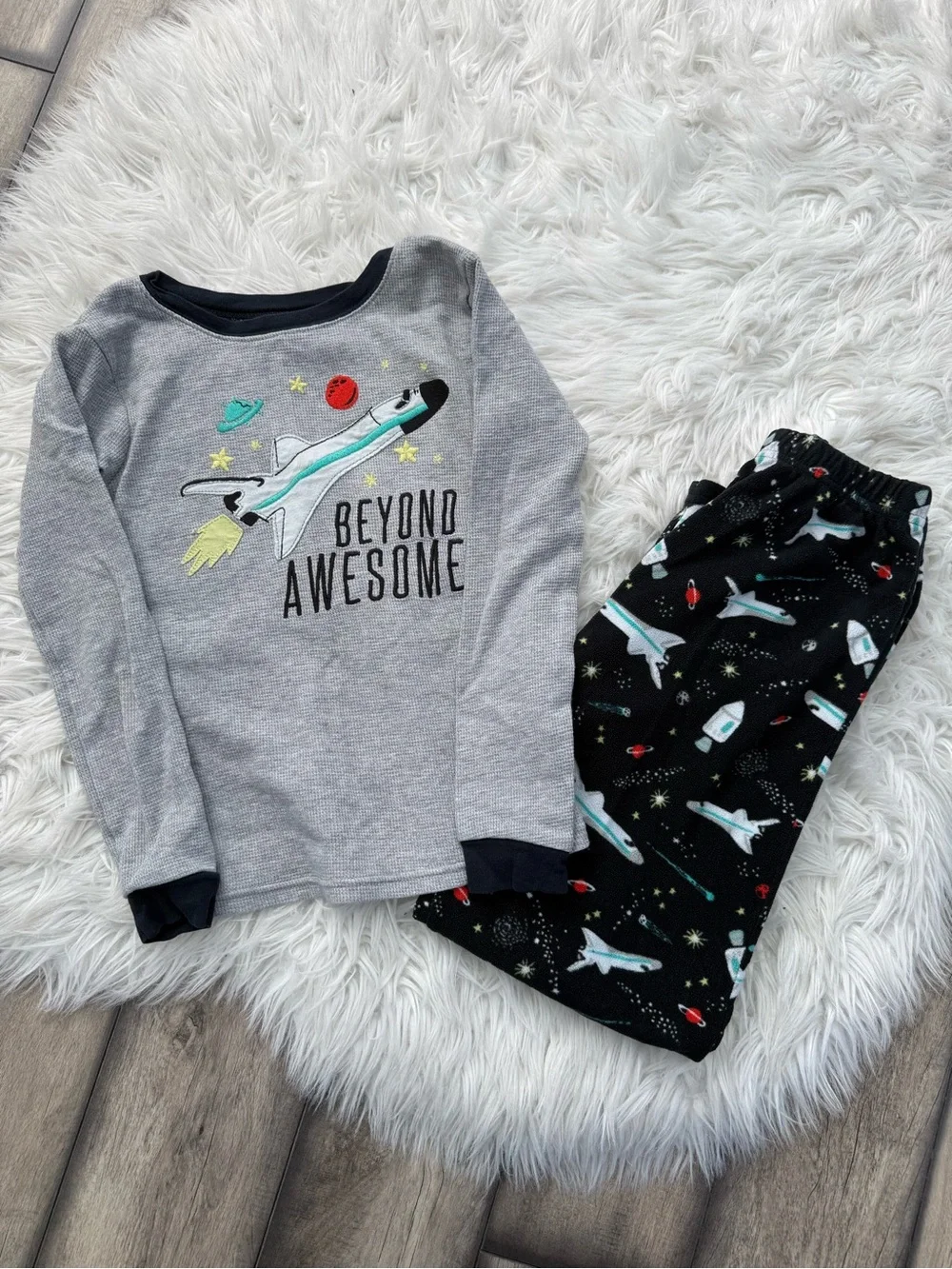 Carter's Gray & Black 'Beyond Awesome' Rocket Space Pajama Set